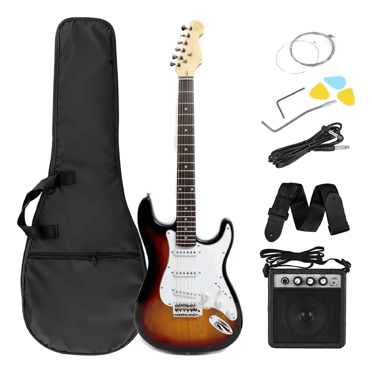 Guitarra Eléctrica EG001 con Amplificador 5W y Accesorios Naranja